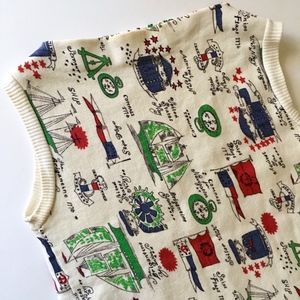 Vintage boatneck sailing & nautical print top